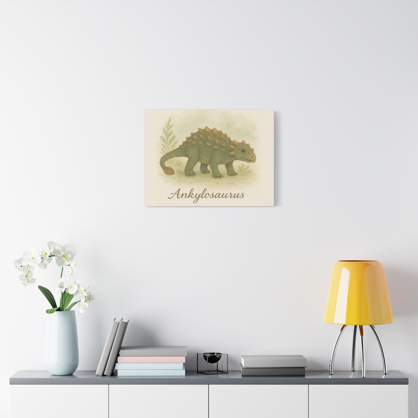 Ankylosaurus Canvas Wall Art – Nursery Dinosaur Print, Baby Room Decor