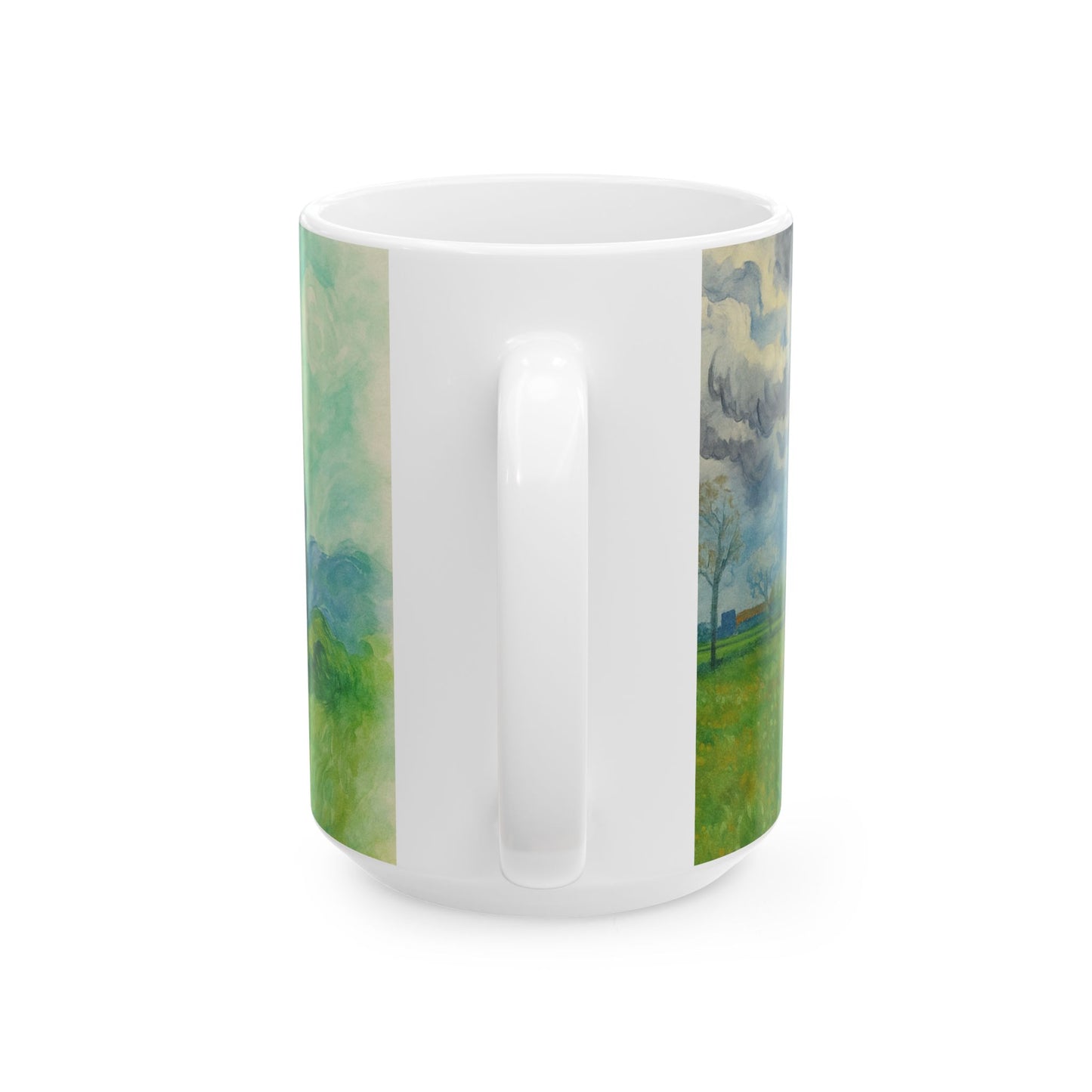 Van Gogh Landscape-Echoes of the Masters- Ceramic Mug — Serene Meadow & Sky Coffee Cup (11oz, 15oz)