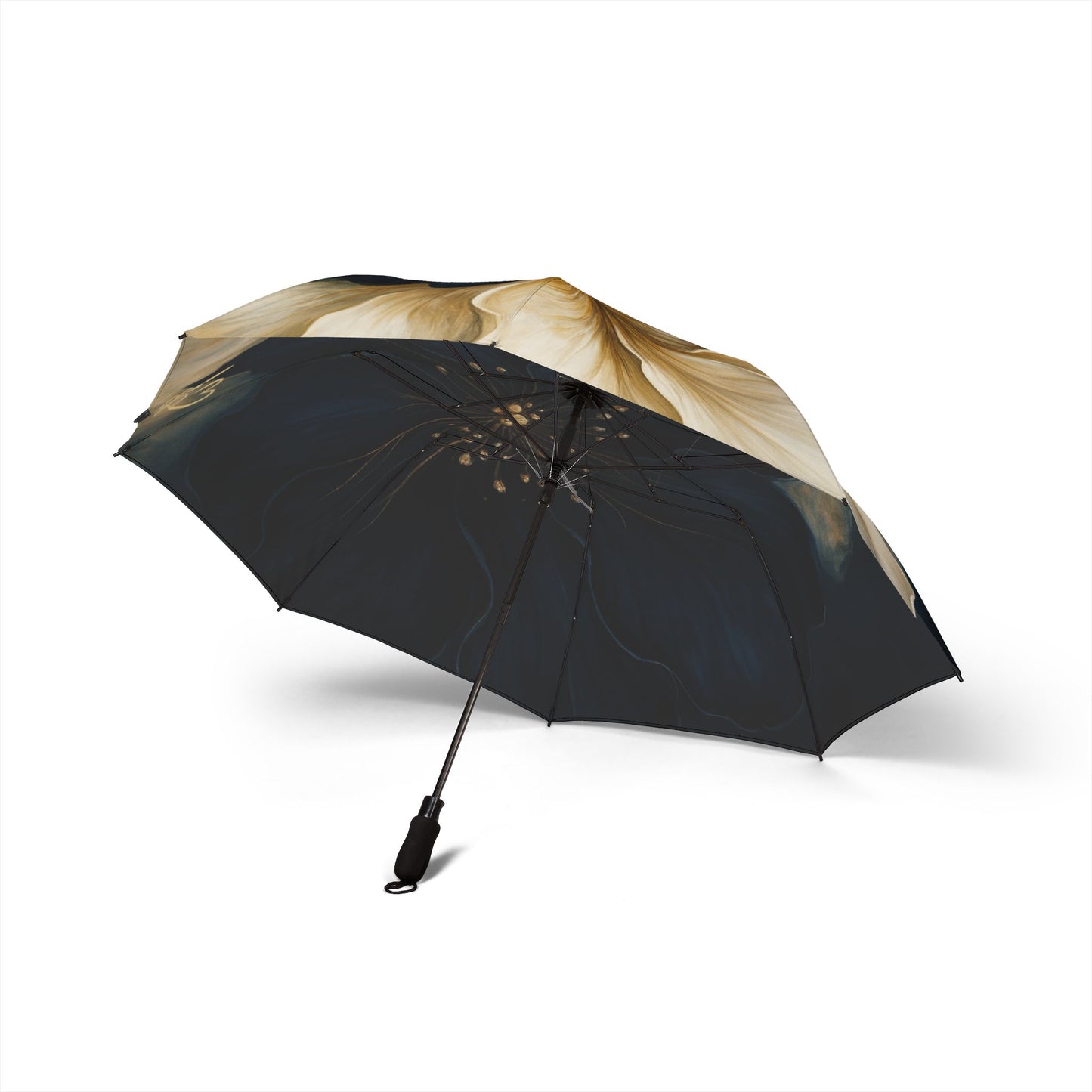 Stella- 2025 -Artisan Luxe Collection-Foldable Floral Umbrella — Semi‑Automatic Compact Rain Parasol with Large Cream & Blue Bloom Design