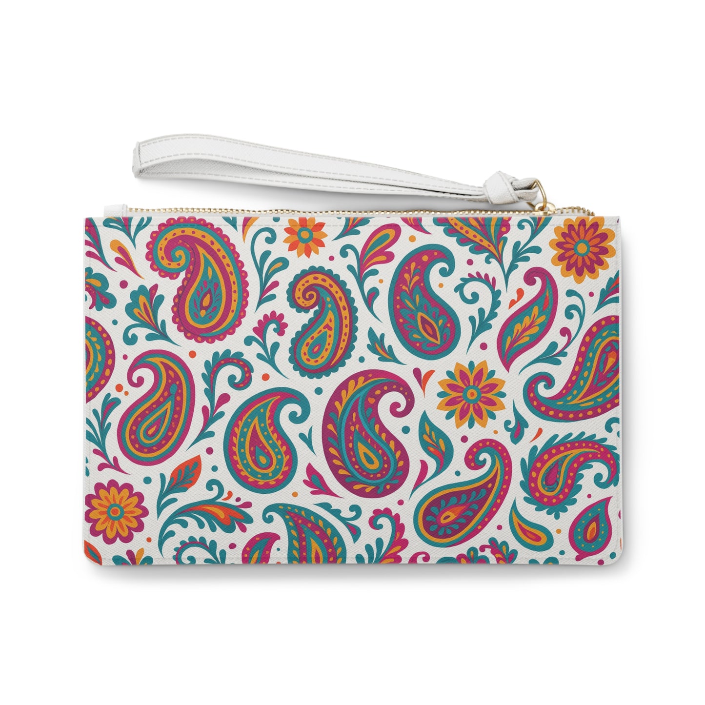 Paisley Floral Clutch Bag — Colorful Boho Wristlet Purse