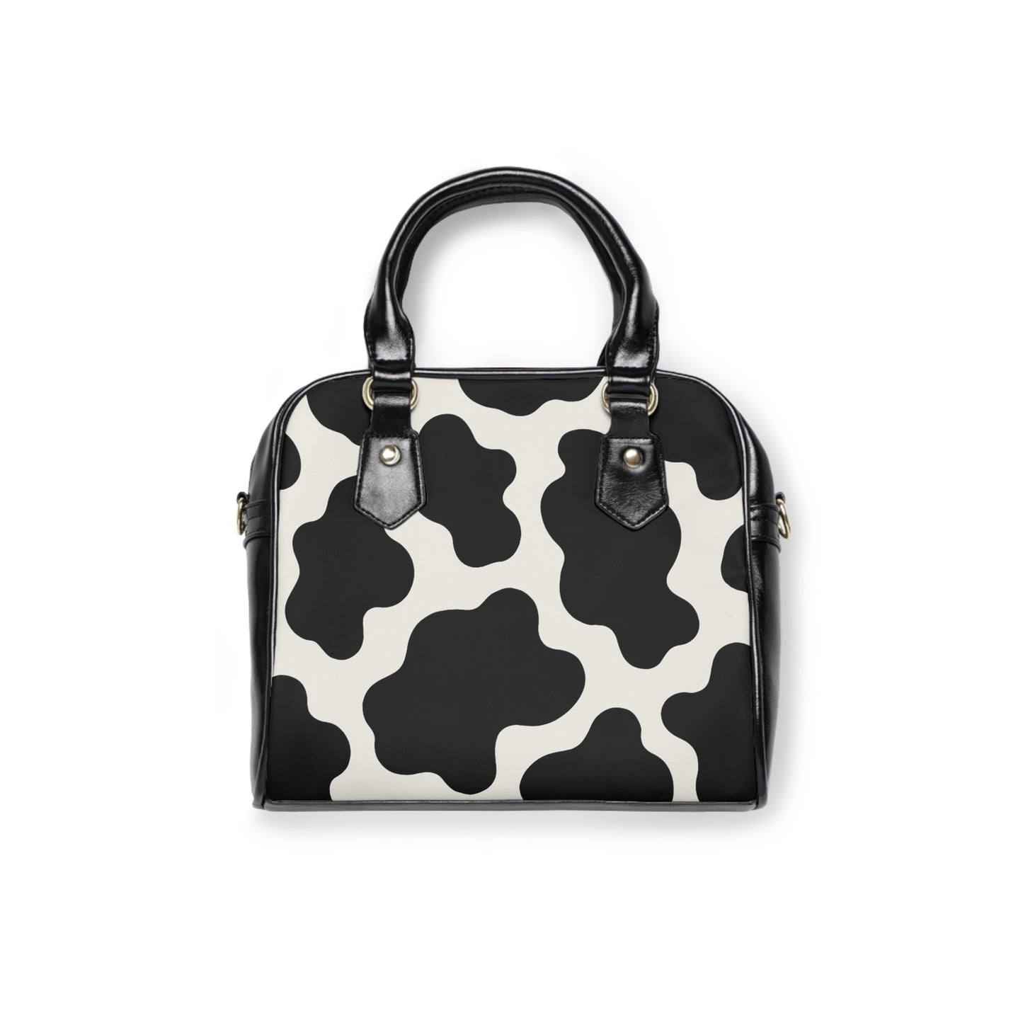 Cow Print Shoulder Handbag – Black & White Chic Tote
