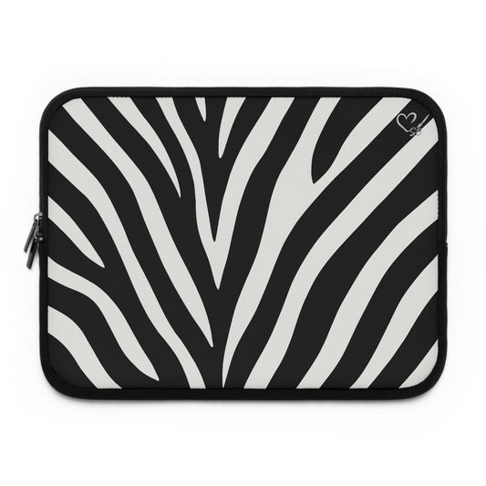 Zebra Stripe Laptop Sleeve — Black & White Protective Case