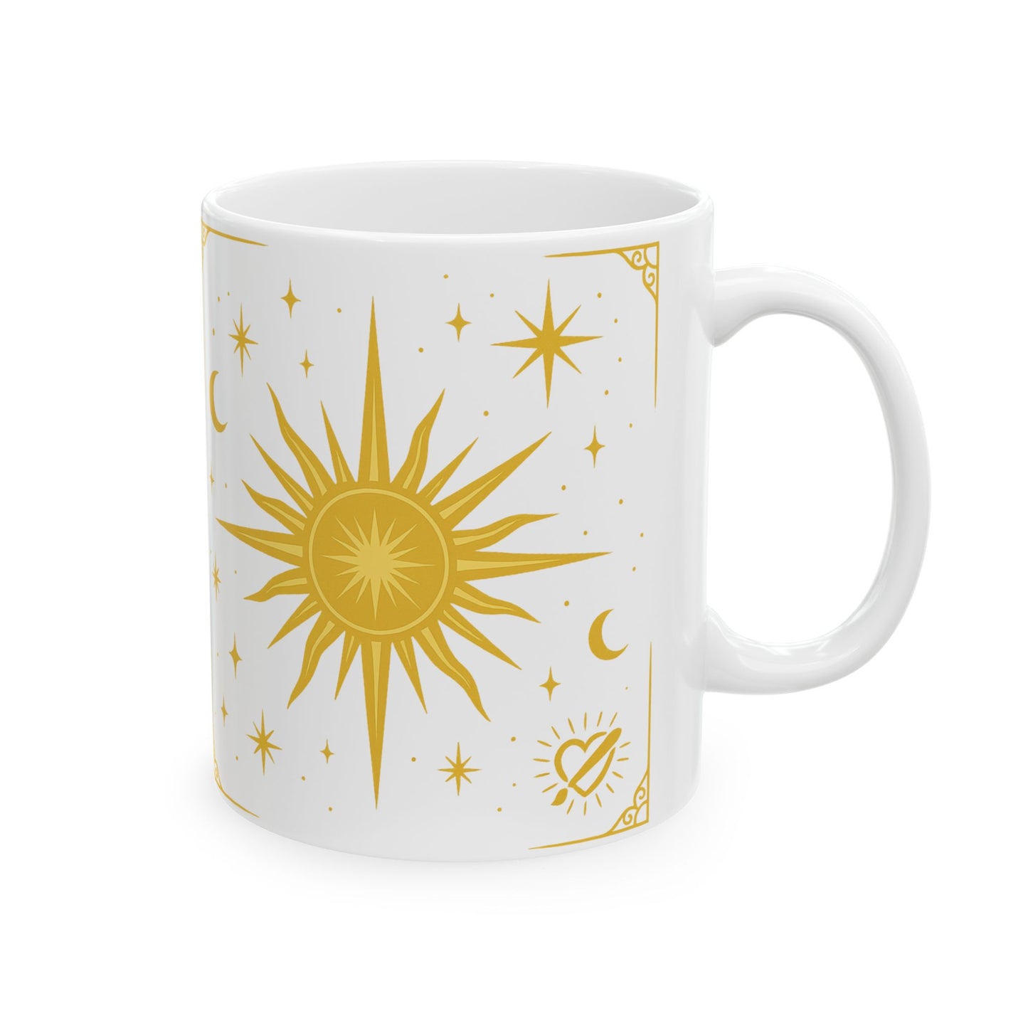 Duo Astrology Moon & Sun Ceramic Mug — Celestial Tarot-Inspired Coffee Cup (11oz/15oz)