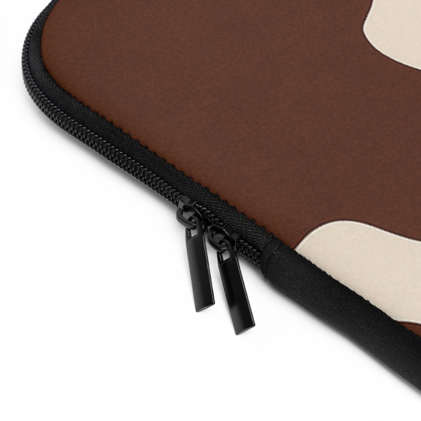Brown Cow Print Laptop Sleeve — Retro Organic Pattern Protective Case