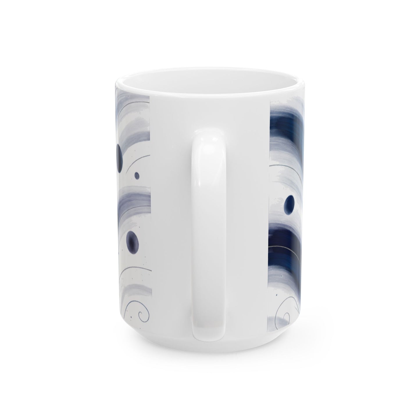 Blue Swirl 2-Soulful Collection- Ceramic Mug — Blue Wave Brushstroke Design (11oz, 15oz)