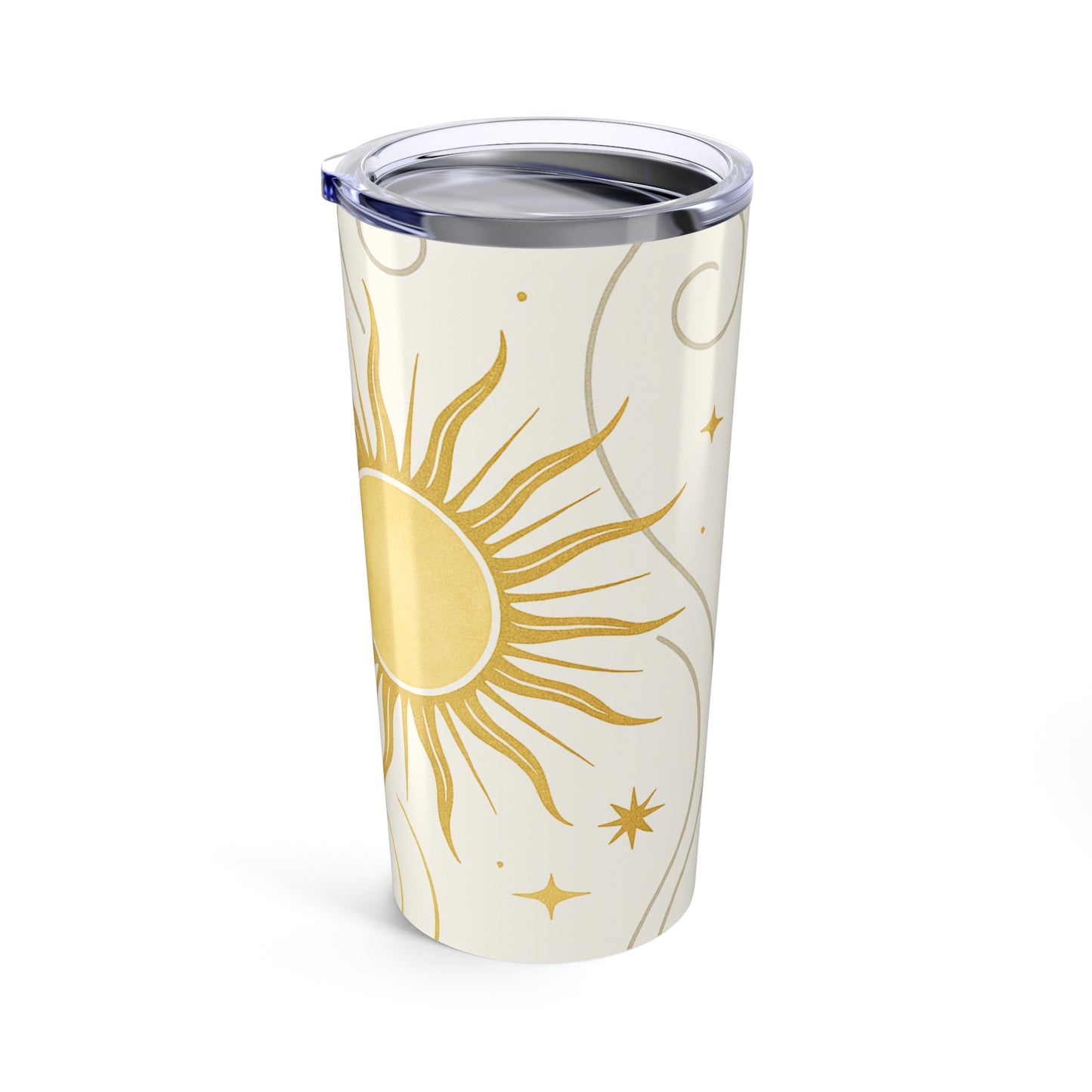 Sunburst 20oz Tumbler — Celestial Gold Sun and Stars Insulated Travel Cup