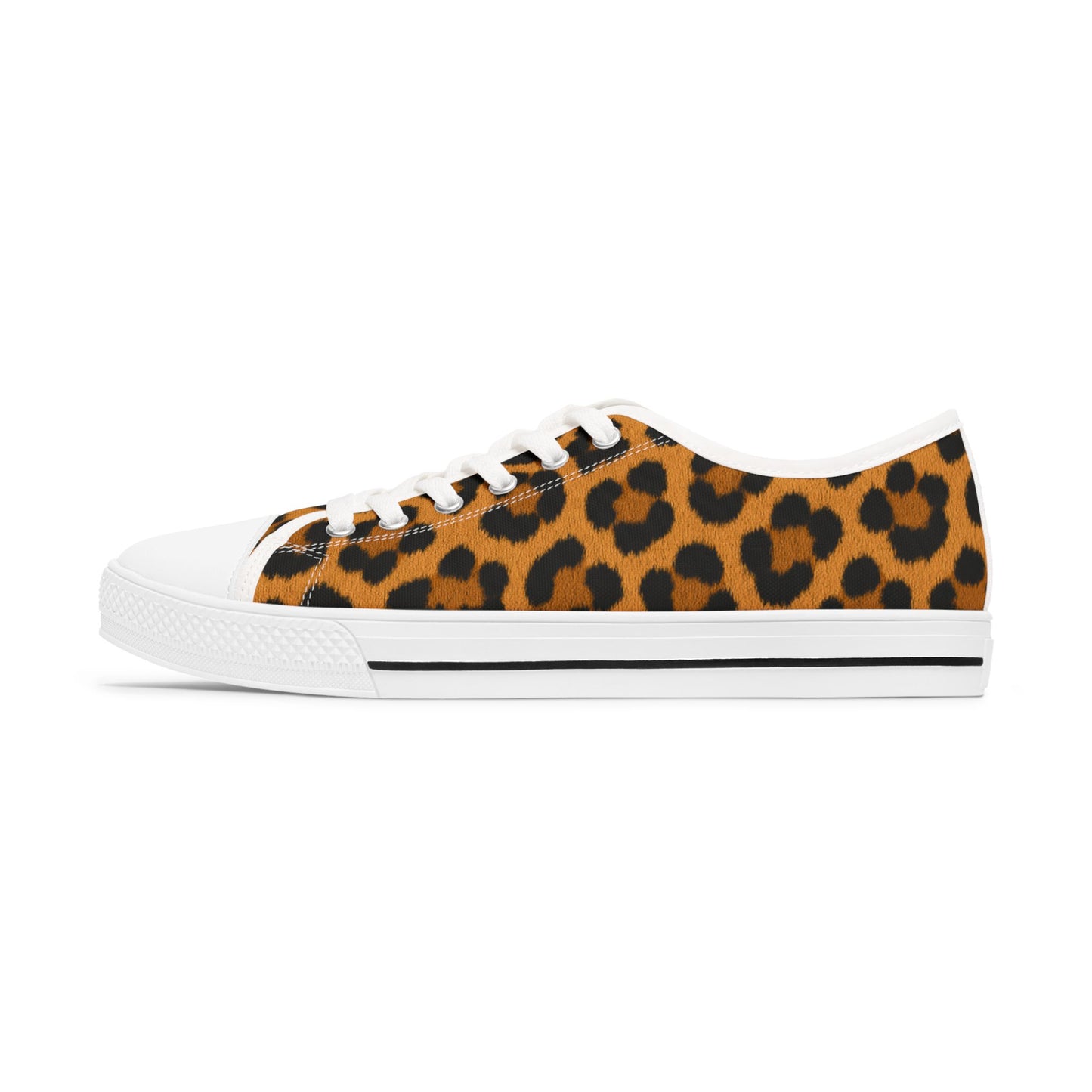 Leopard Print-Women's Low Top Sneakers — Animal Print Casual Canvas Shoes