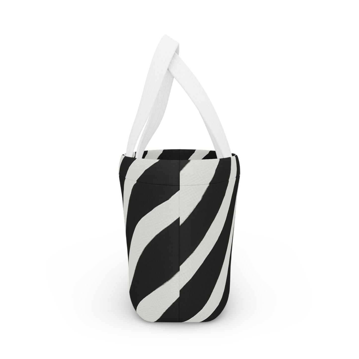 Zebra Print Lunch Bag — Insulated Black & White Animal Stripe Tote