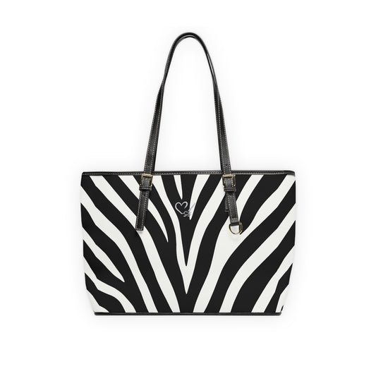 Zebra Print PU Leather Shoulder Bag – Black & White Tote for Everyday Style
