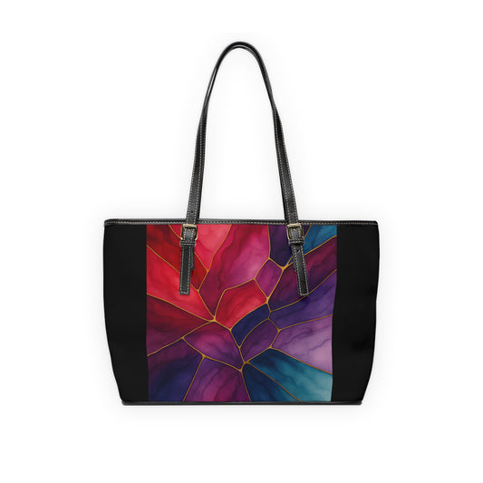 Shelby-2025 Artisan Luxe Collection-Tote Bag — Abstract Stained Glass Floral Shoulder Tote (PU Leather)