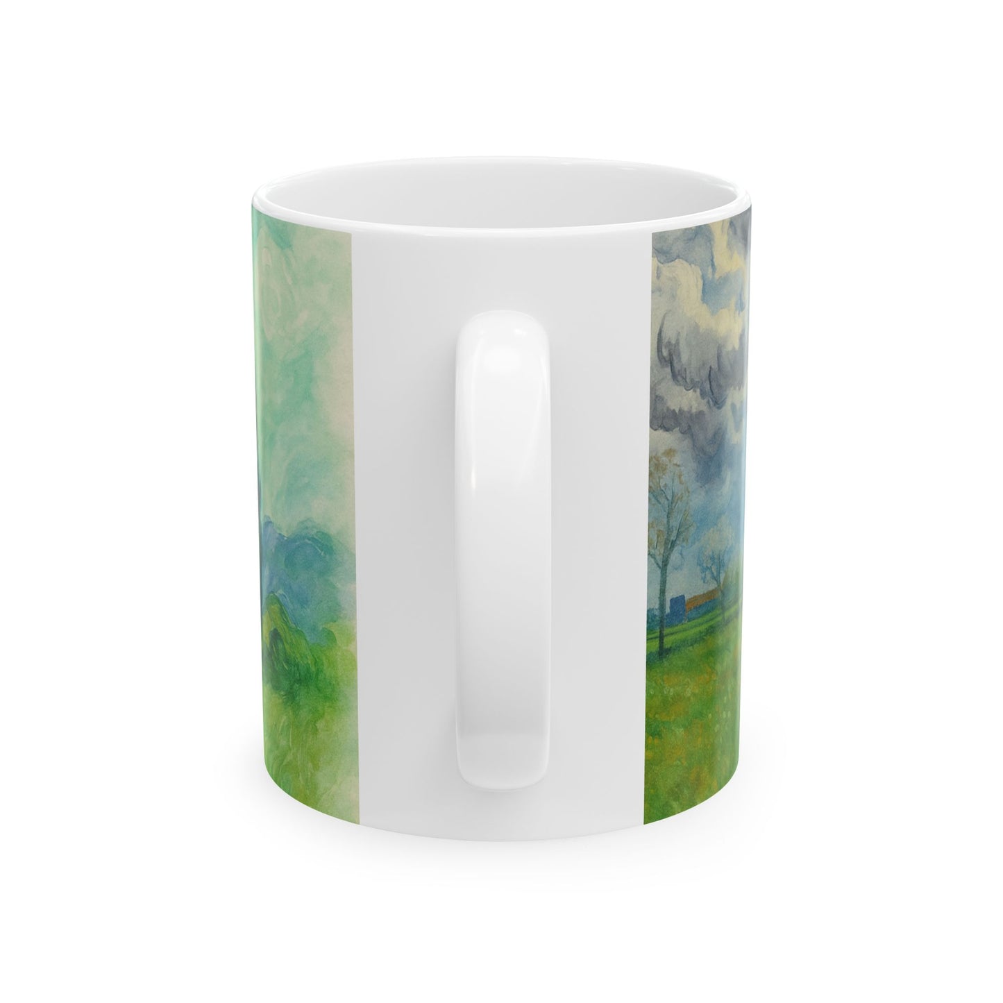 Van Gogh Landscape-Echoes of the Masters- Ceramic Mug — Serene Meadow & Sky Coffee Cup (11oz, 15oz)