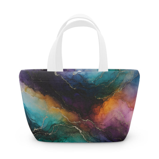Stella-Abstract Collection-Stylish Multi colored Abstract Marble Lunch Bag – Insulated Tote for Work, School, Picnics, Eco-Friendly Gift, Trendy Storage Solution
