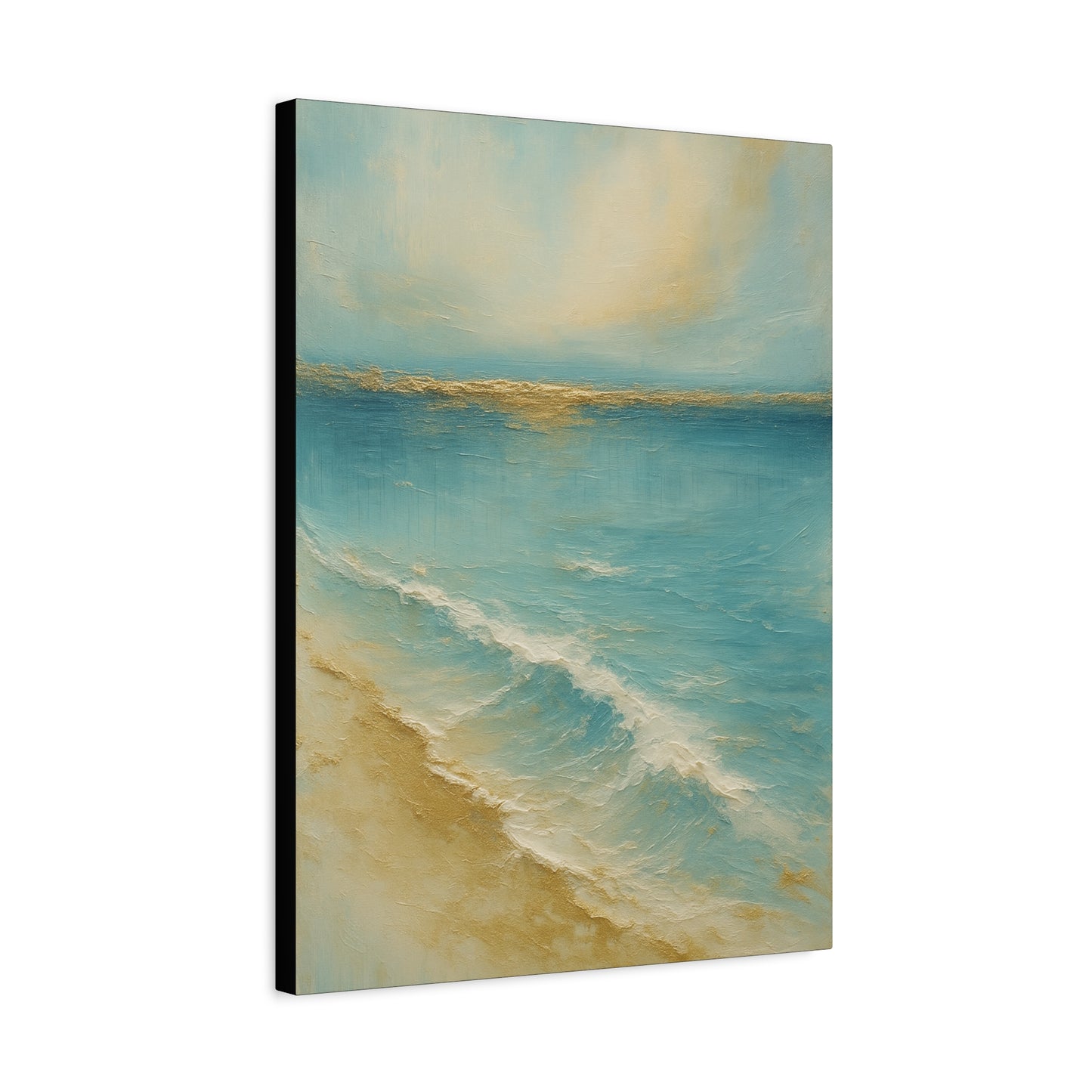 Golden Horizon-Gold Coast Collsection=Matte Canvas Wall Art — Ocean Beach Landscape, Stretched 1.25"