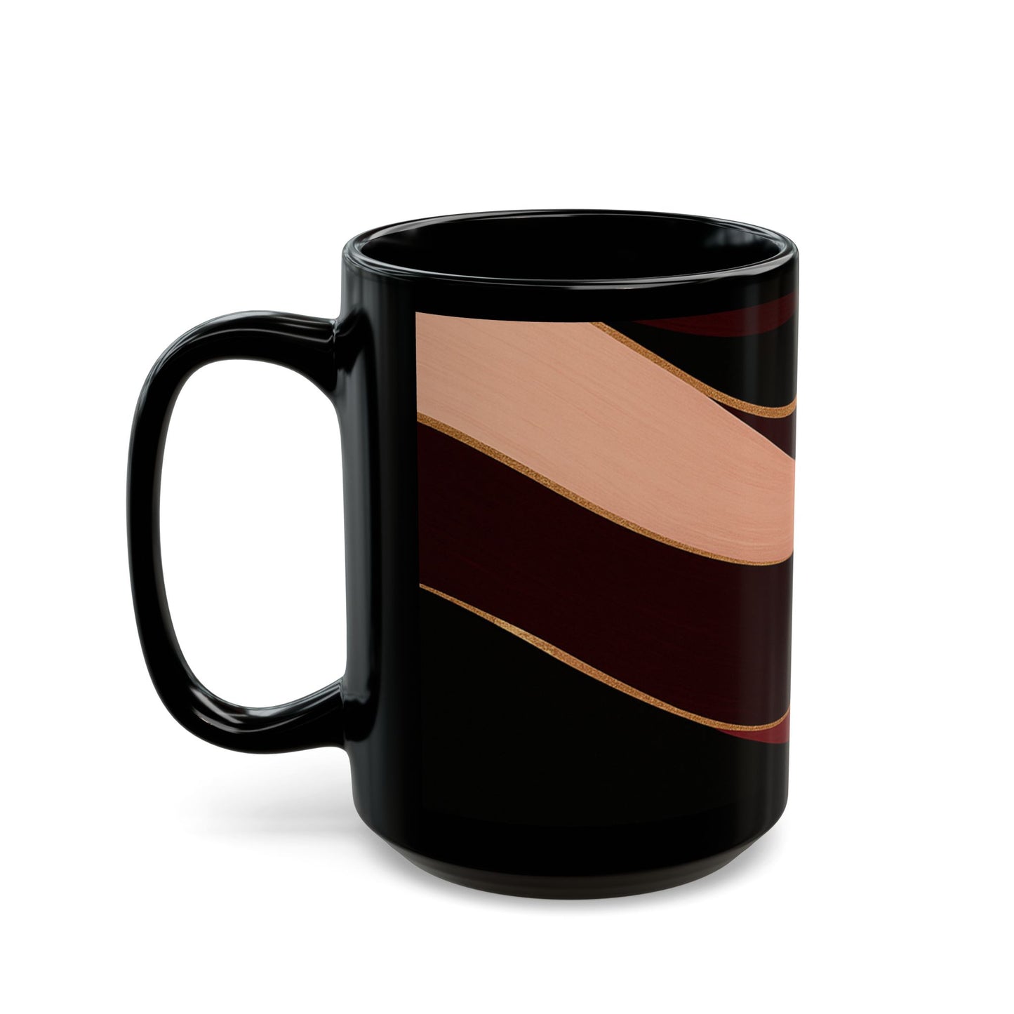 Rose Alloy- Soulful Collection — Modern Coffee Cup with Burgundy & Rose Gold Waves