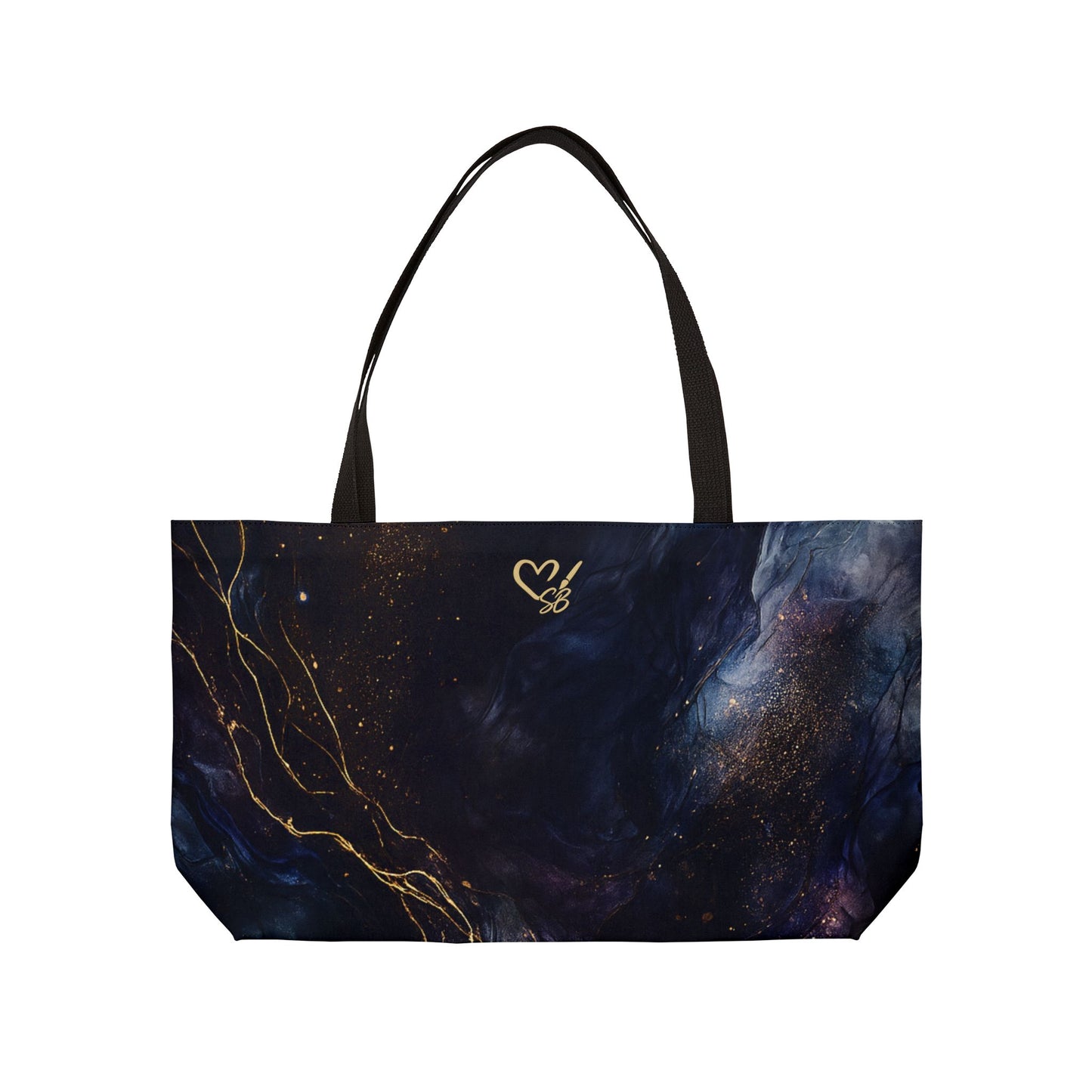 Onyx-2025 Artisan Luxe Collection-Weekender Tote Bag — Dark Blue Gold Vein Travel Beach Bag