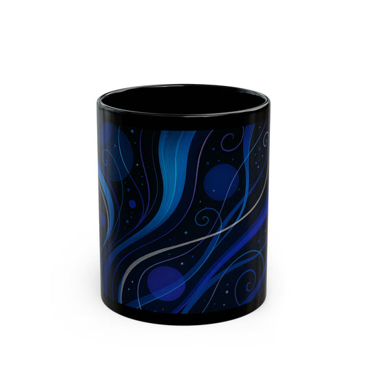 Midnight Bloom 2-Soulful Collection -Black Ceramic Mug — Swirl Coffee Cup (11oz & 15oz)
