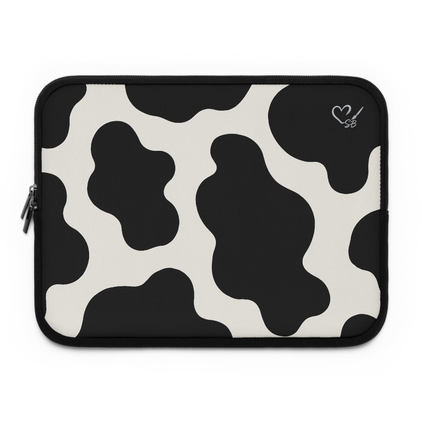 Cow Print Laptop Sleeve — Black & White Protective Neoprene Case