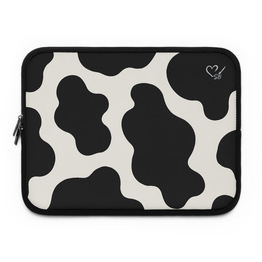 Cow Print Laptop Sleeve — Black & White Protective Neoprene Case