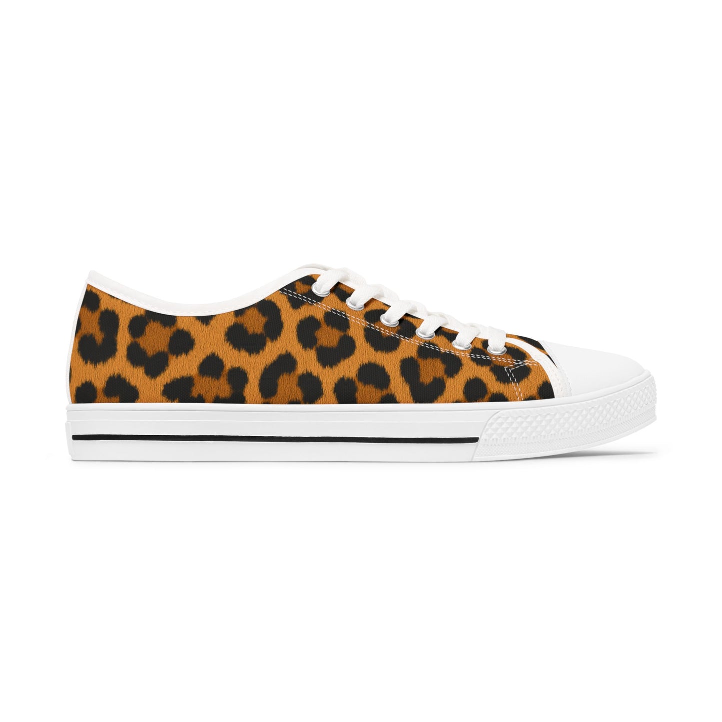Leopard Print-Women's Low Top Sneakers — Animal Print Casual Canvas Shoes