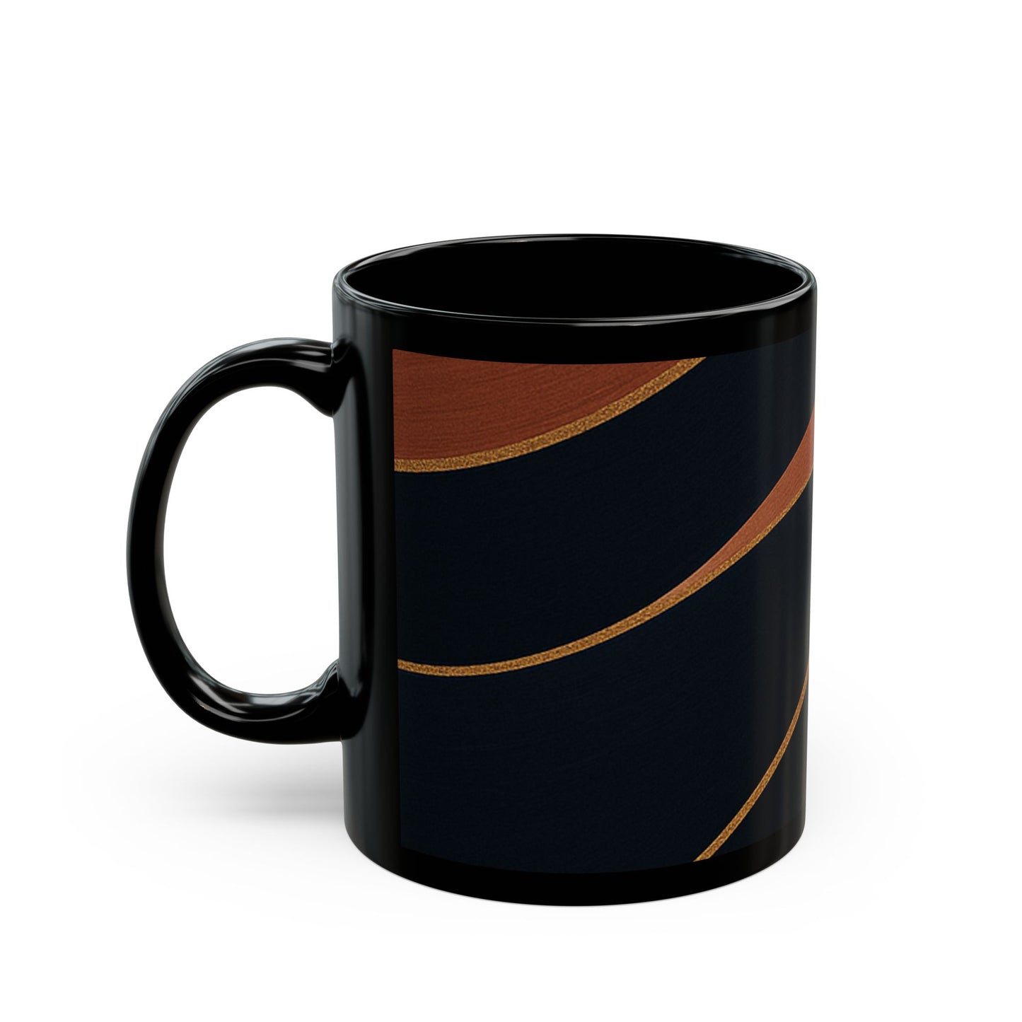 Rose Alloy 2-Soulful Collection — Modern Coffee Cup with Burgundy & Rose Gold Waves