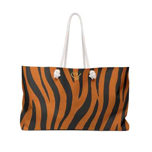 Tiger Stripe Weekender Bag — Bold Animal Print Travel Tote