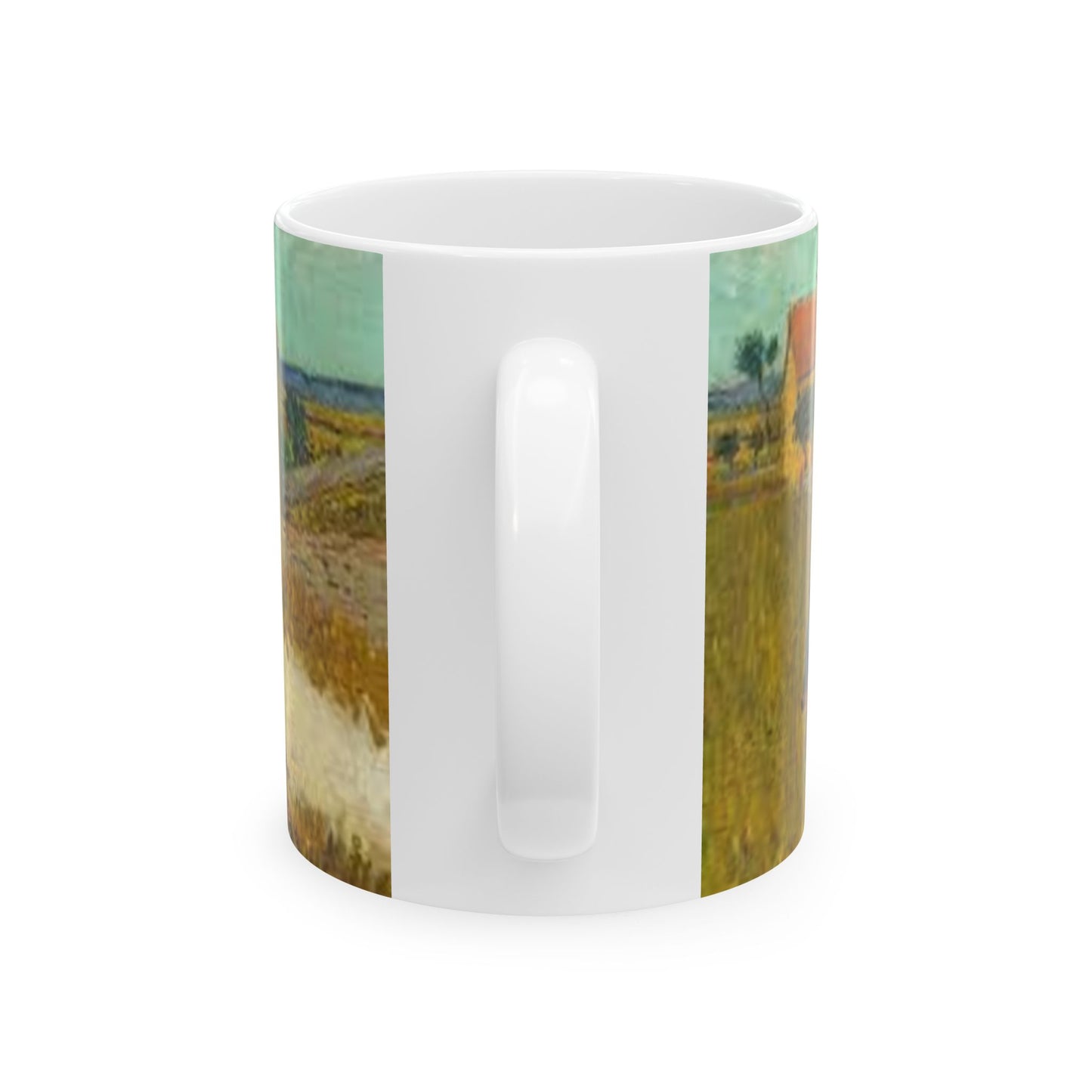 Van Gogh Landscape 2-Echoes of the Masters- Ceramic Mug — Serene Meadow & Sky Coffee Cup (11oz, 15oz)
