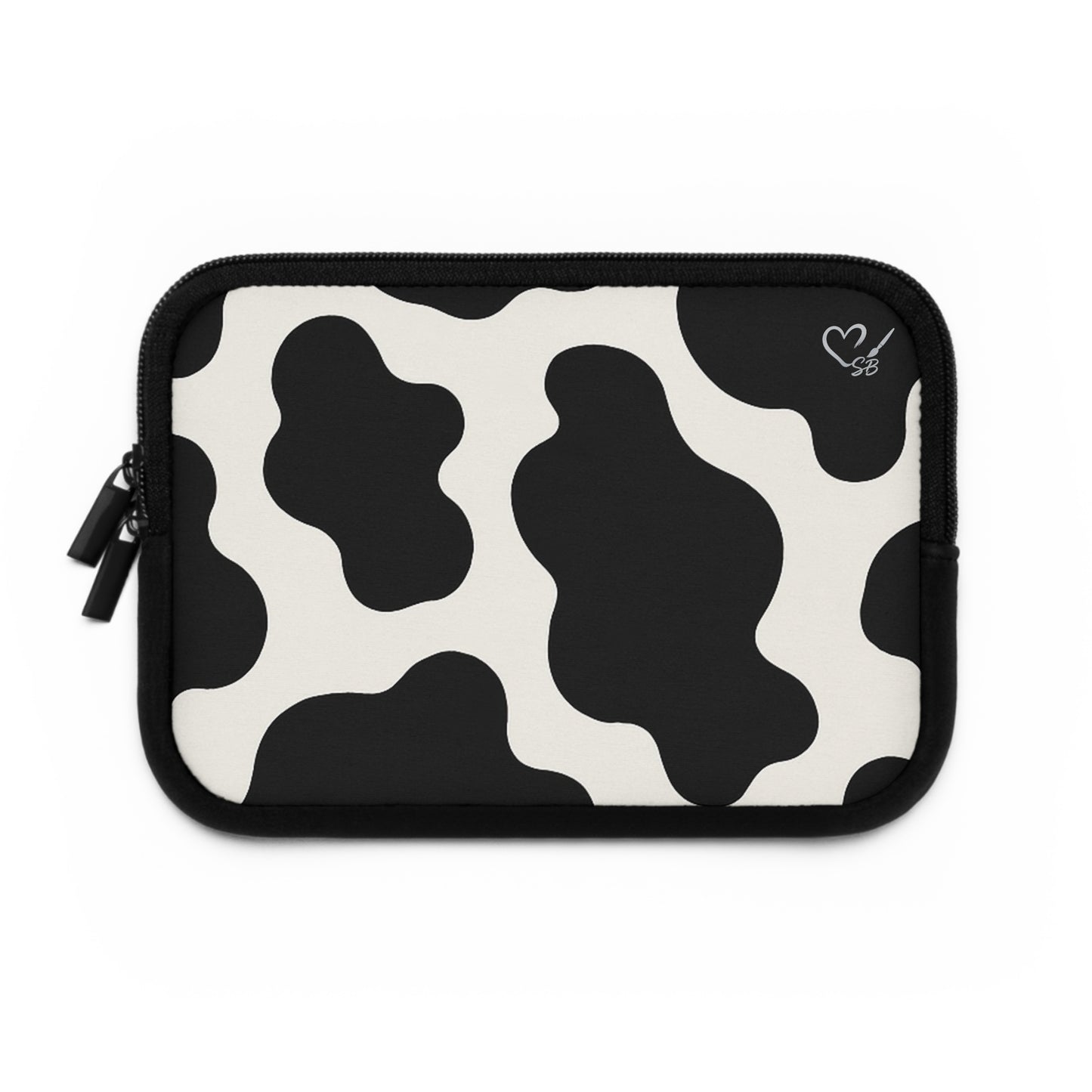 Cow Print Laptop Sleeve — Black & White Protective Neoprene Case
