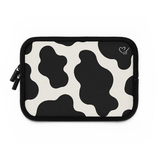 Cow Print Laptop Sleeve — Black & White Protective Neoprene Case