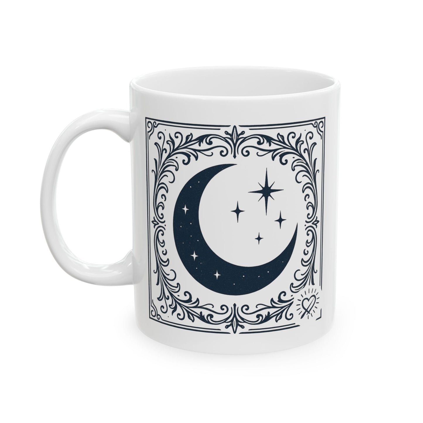 Mystic Moon Ceramic Mug 2— Vintage Crescent Moon & Stars Coffee Cup (11oz/15oz)