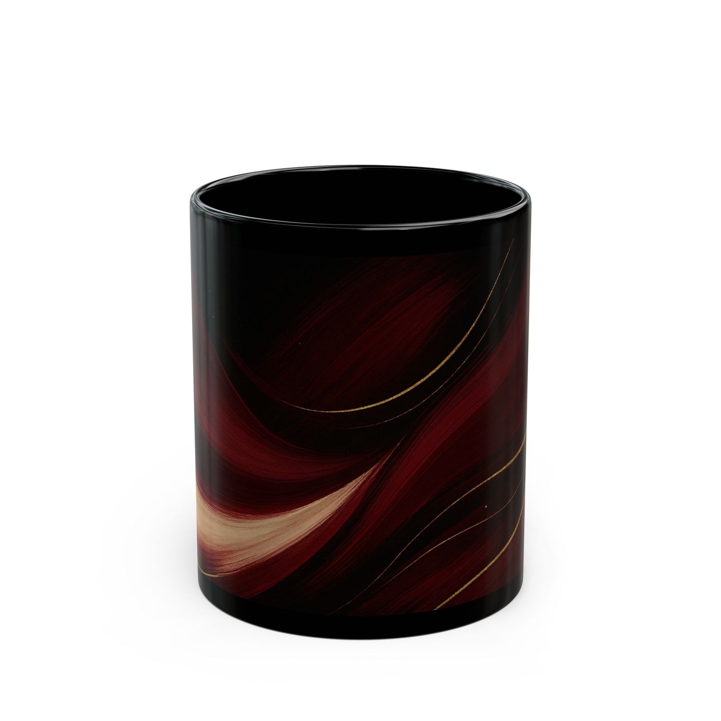 Rose Alloy-Soulful Collection-Red & Gold Swirl Black Coffee Mug — 11oz/15oz