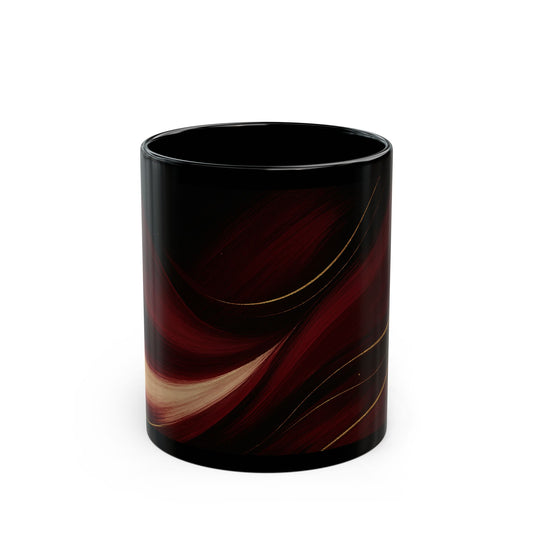 Rose Alloy-Soulful Collection-Red & Gold Swirl Black Coffee Mug — 11oz/15oz