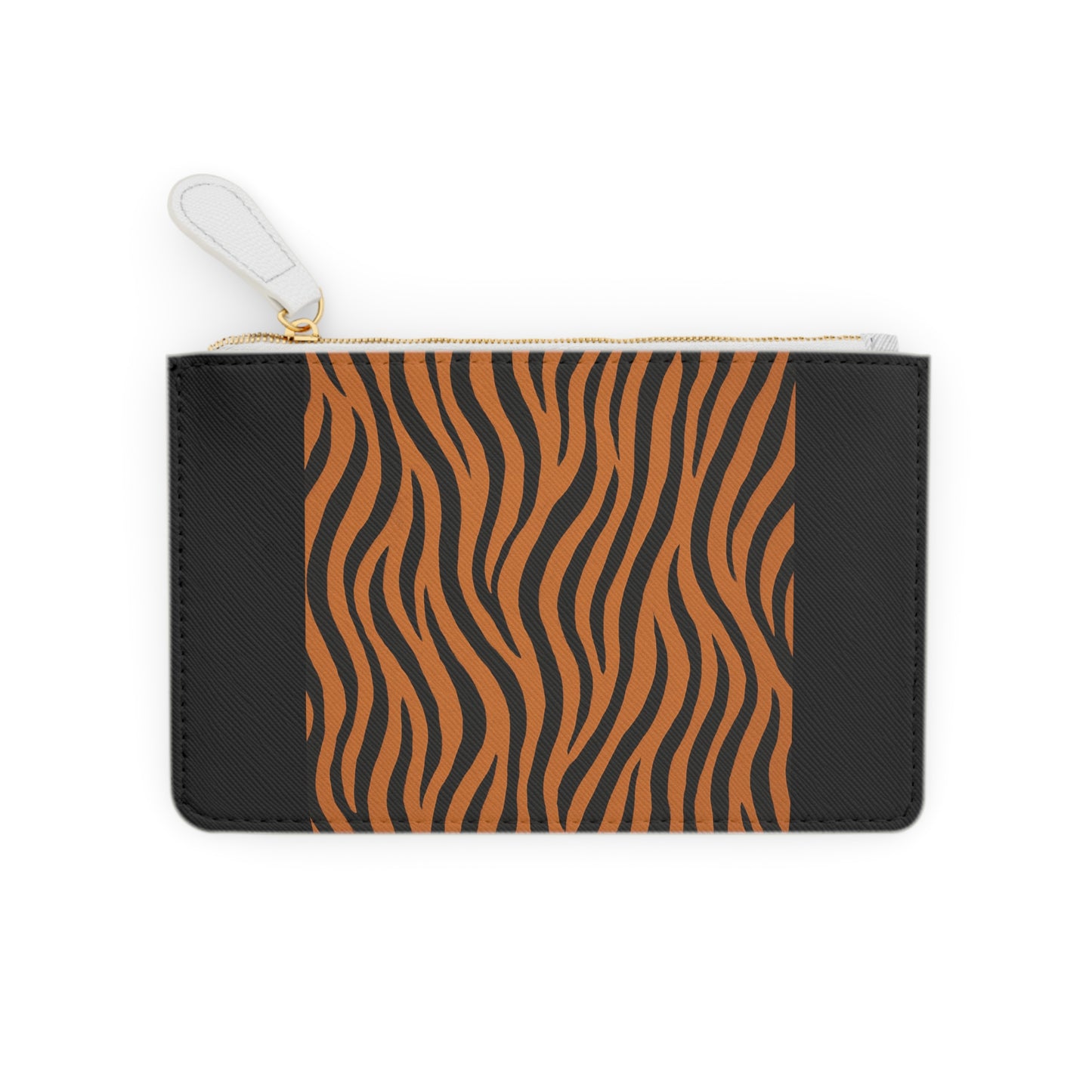 Tiger Stripe Mini Clutch Bag — Small Zip Wristlet with Orange & Black Animal Print