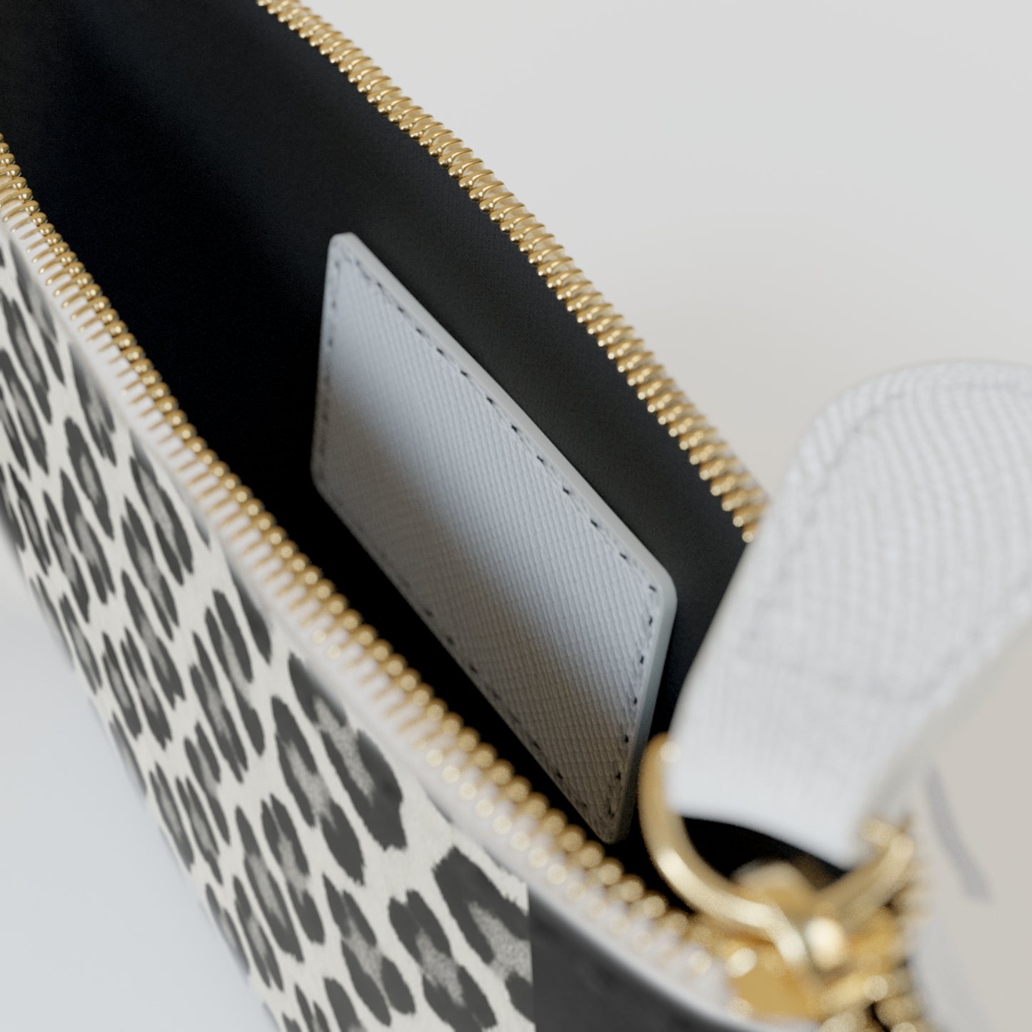 Snow Leopard -Mini Clutch Bag — Monochrome Leopard Print Wristlet