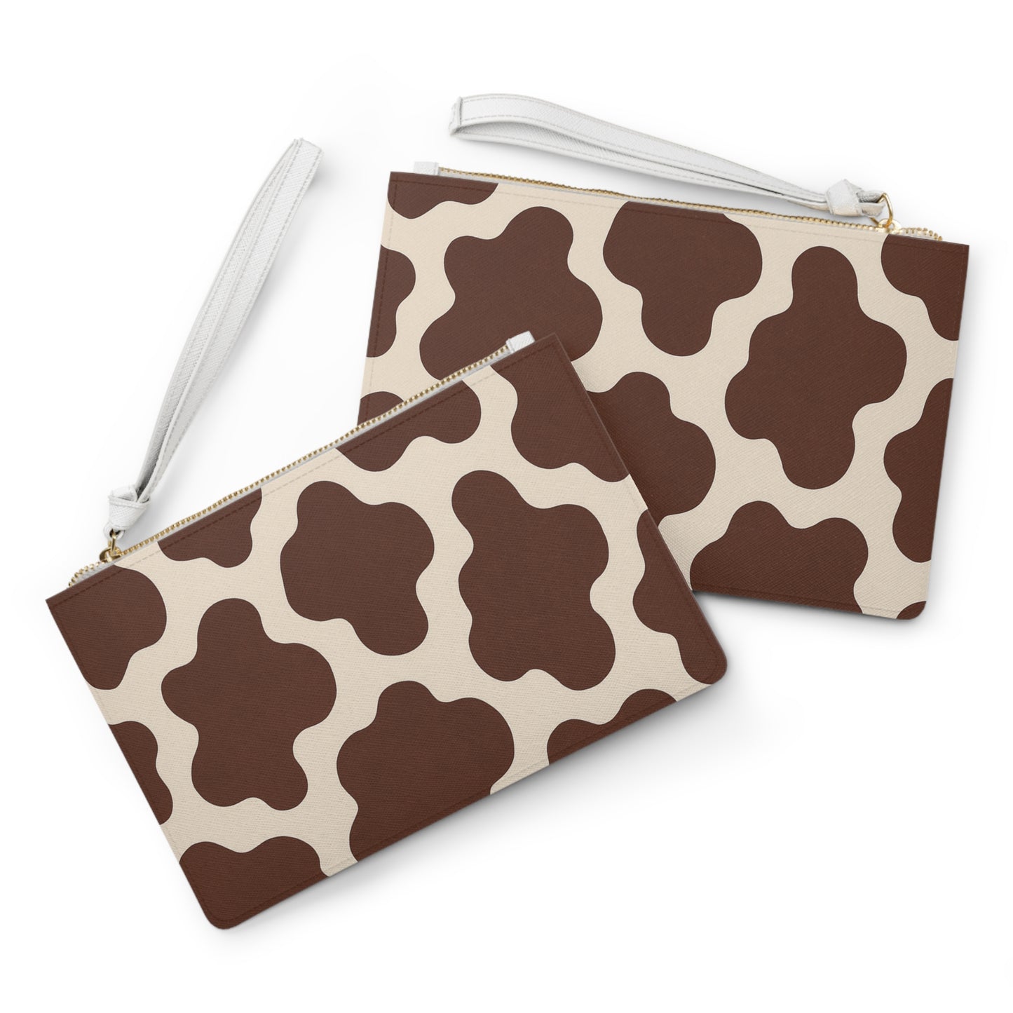 Brown Cowhide Pattern Clutch Bag — Trendy Cow Print Wristlet