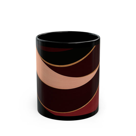 Rose Alloy- Soulful Collection — Modern Coffee Cup with Burgundy & Rose Gold Waves