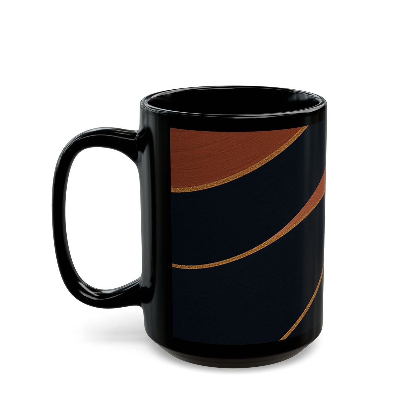 Rose Alloy 2-Soulful Collection — Modern Coffee Cup with Burgundy & Rose Gold Waves