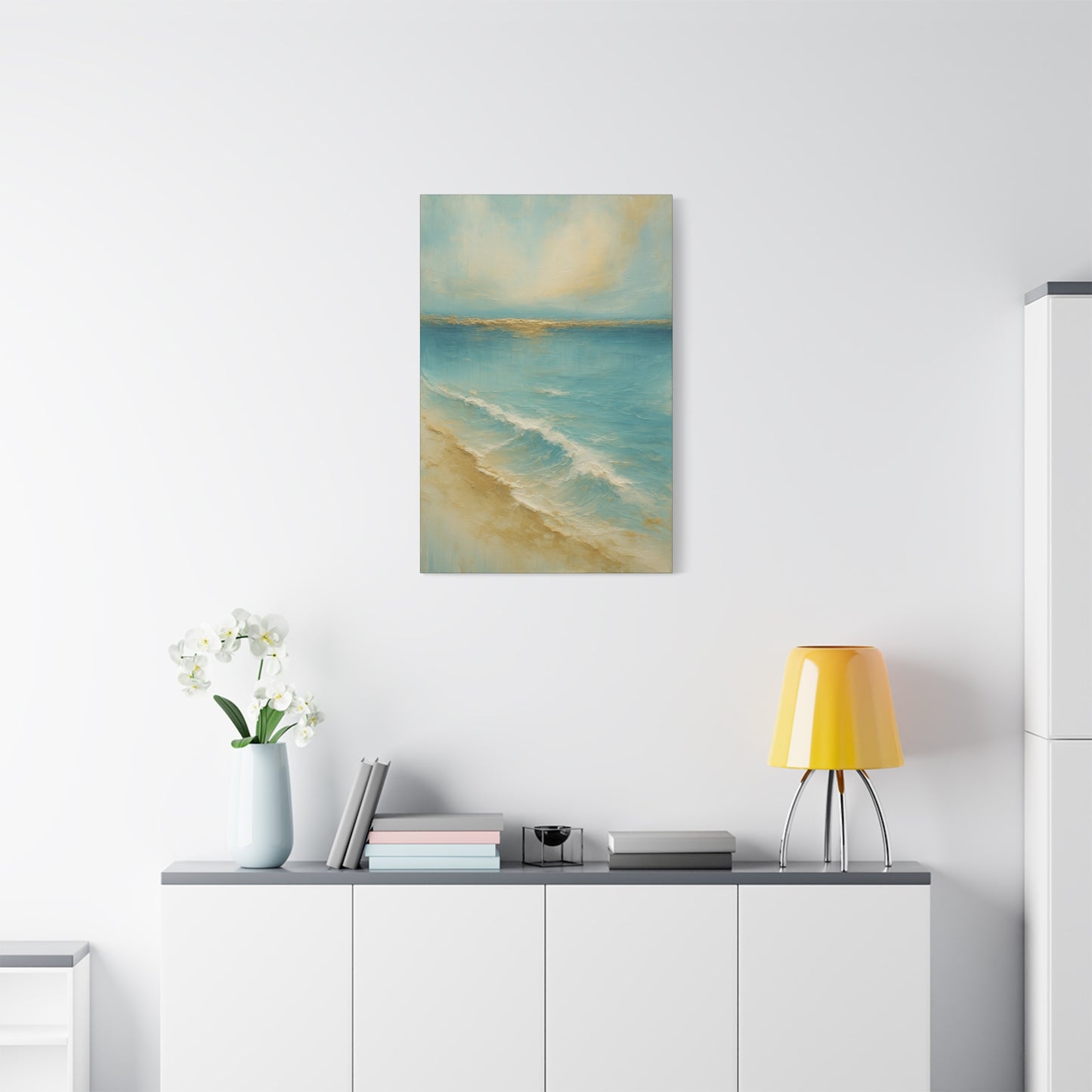 Golden Horizon-Gold Coast Collsection=Matte Canvas Wall Art — Ocean Beach Landscape, Stretched 1.25"