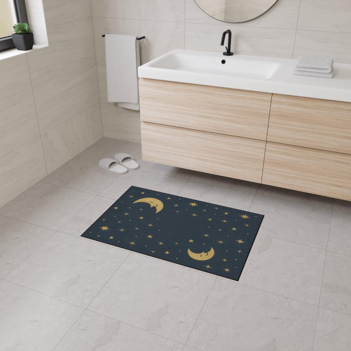 To the Moon & Stars Heavy Duty Floor Mat — Night Sky Doormat for Entryway, Bedroom, or Nursery