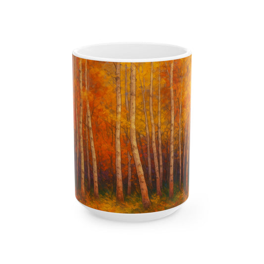 Autumn Forest Ceramic Mug - Echoes of the Masters collection-Cozy Coffee Cup for Nature Lovers