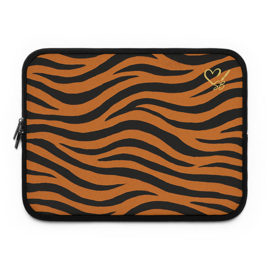 Tiger Stripe Laptop Sleeve – Orange & Black Animal Print Protective Case