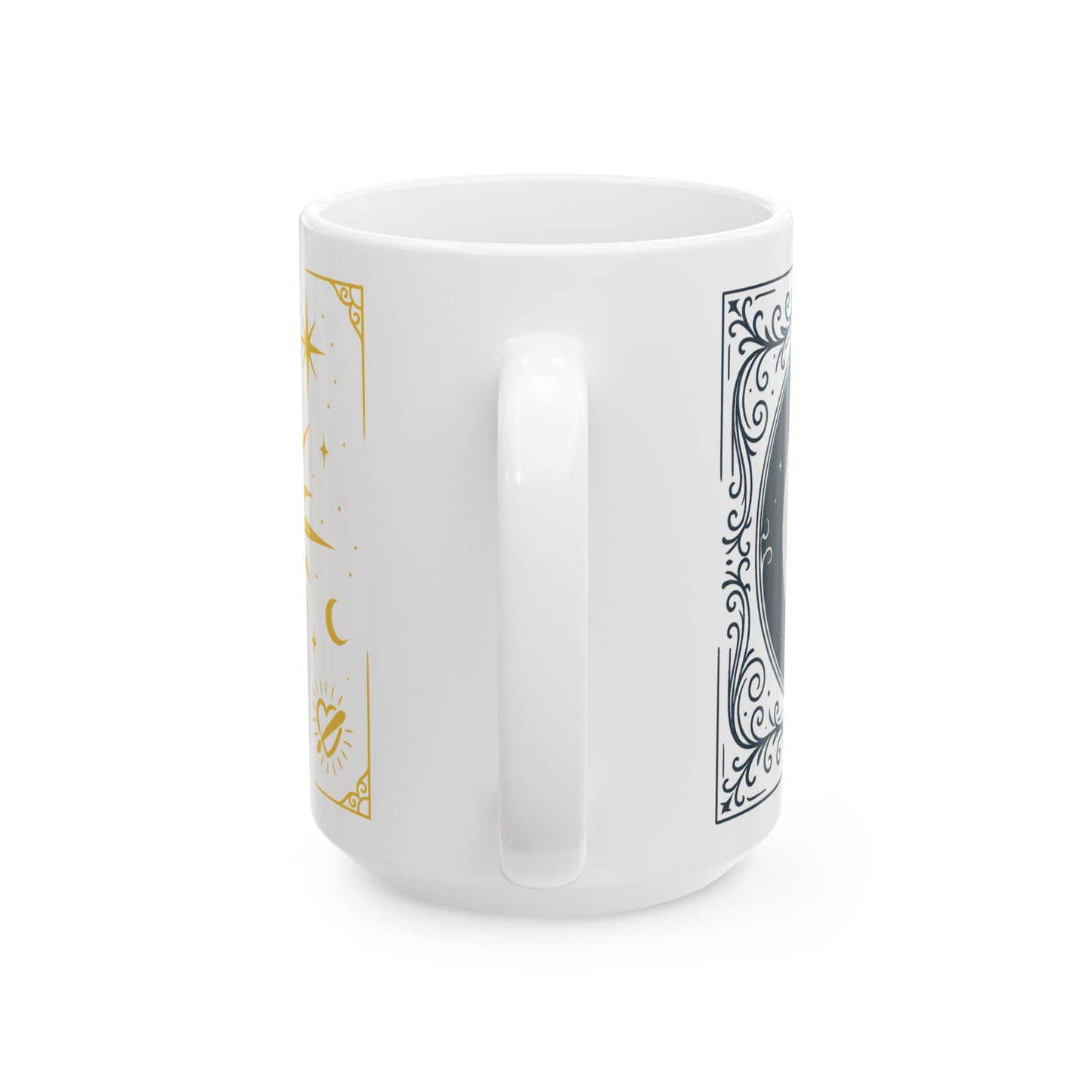 Duo Astrology Moon & Sun Ceramic Mug — Celestial Tarot-Inspired Coffee Cup (11oz/15oz)