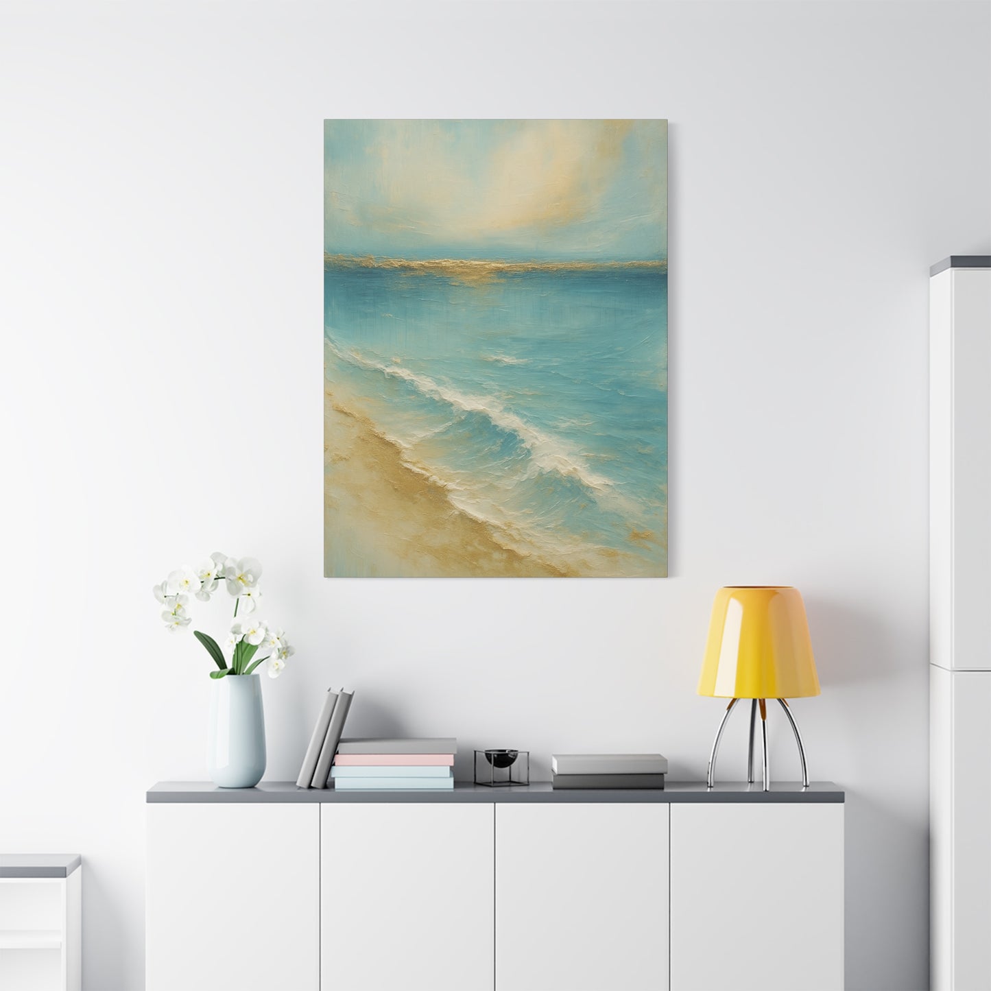 Golden Horizon-Gold Coast Collsection=Matte Canvas Wall Art — Ocean Beach Landscape, Stretched 1.25"