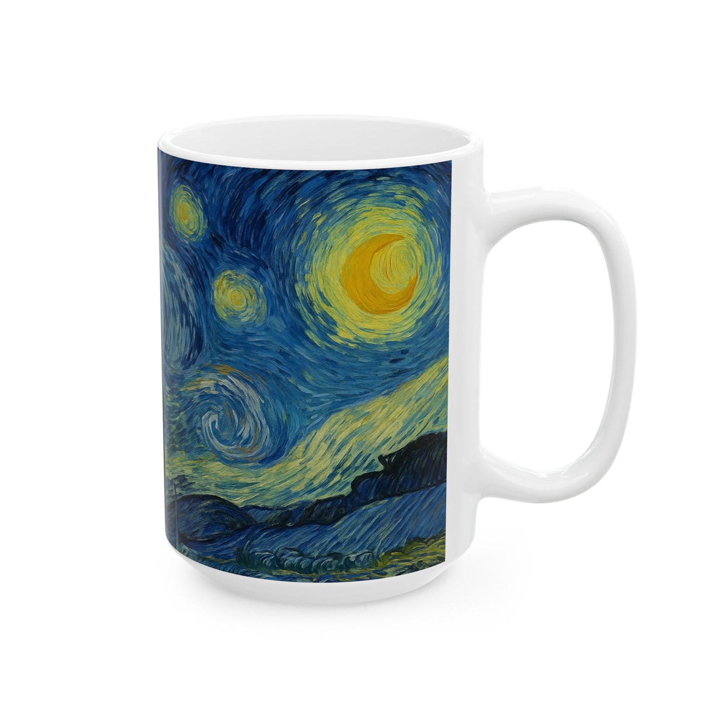 Van Gogh Landscape 3-Echoes of the Masters- Ceramic Mug — Serene Meadow & Sky Coffee Cup (11oz, 15oz)