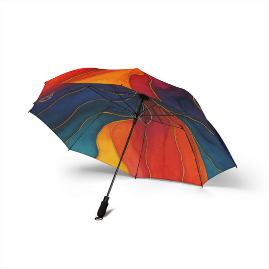 Jayla-2025 Artisan Luxe Collecction- Foldable Umbrella — Vibrant Red & Blue Rain Shield