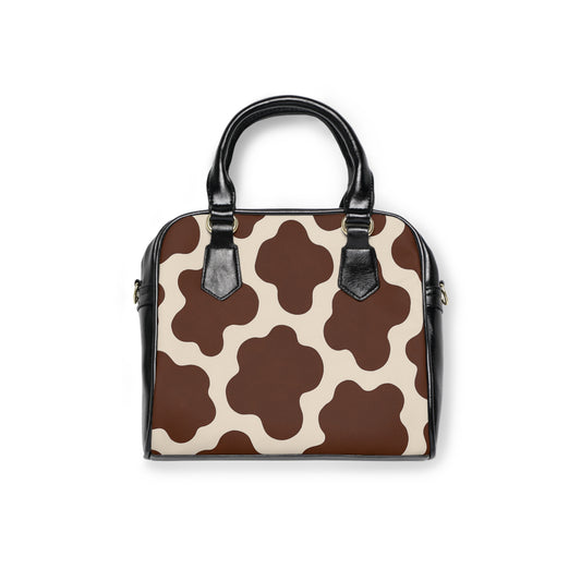 Cow Print Shoulder Handbag — Brown Retro Cowhide Pattern Tote