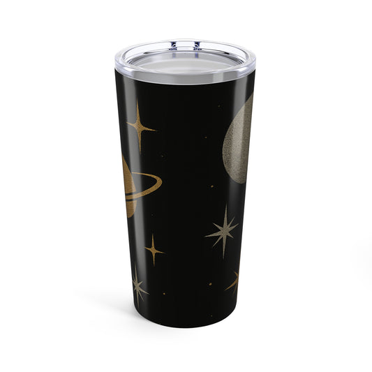 Celestial Night 20oz Tumbler — Gold Moon & Stars Insulated Travel Cup