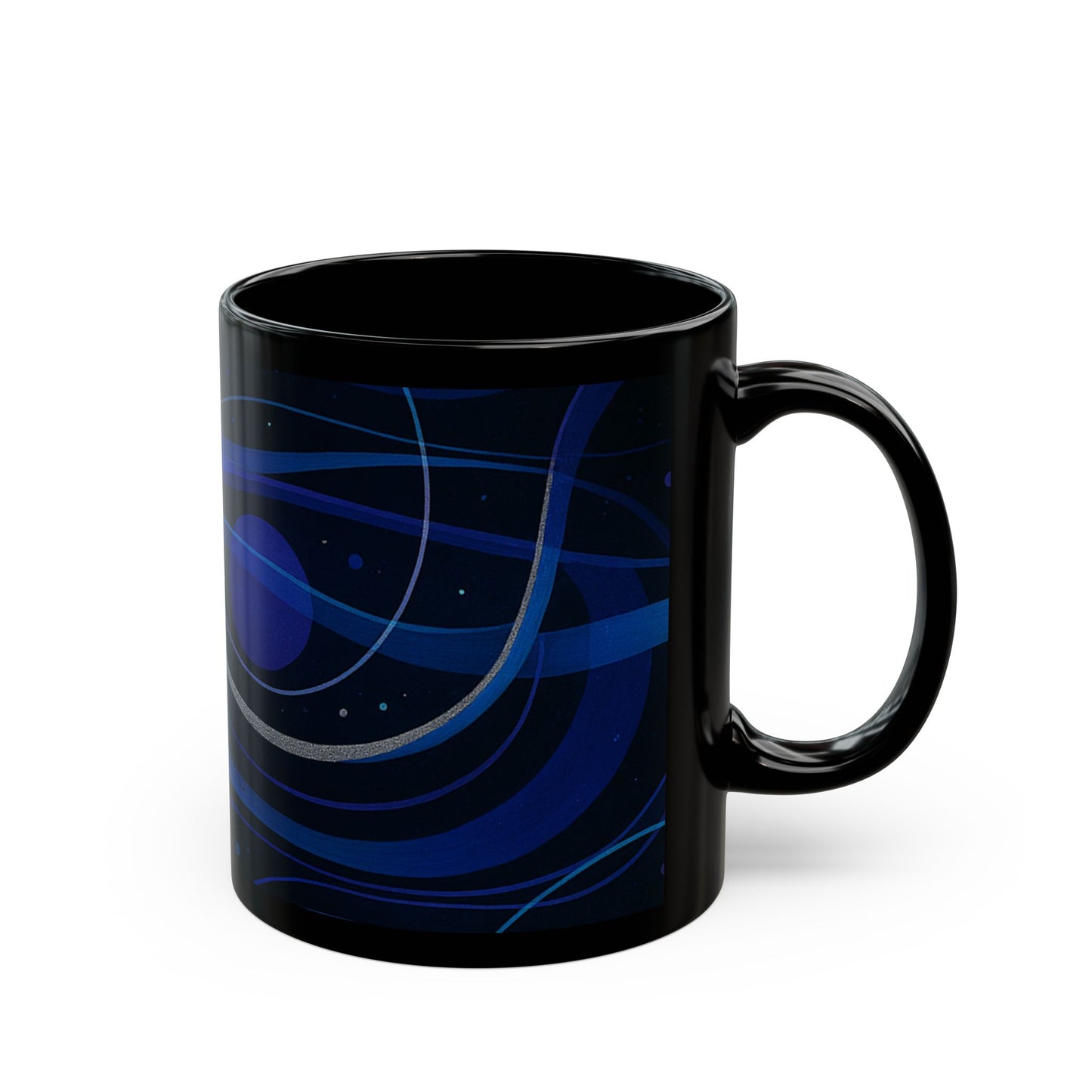 Midnight Bloom-Soulful Collection-Black Ceramic Mug —Swirl Coffee Cup (11oz & 15oz)