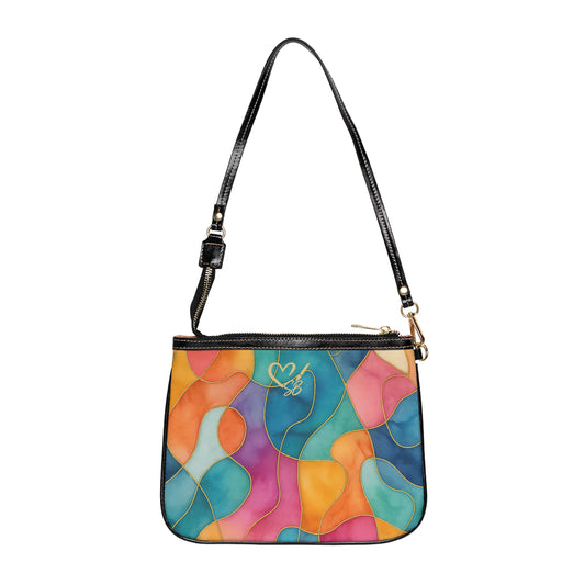 Vicky-2025 Artisan Luxe Collection- Small Shoulder Bag — Colorful Abstract Stained-Glass Pattern