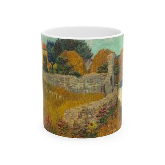 Van Gogh Landscape 2-Echoes of the Masters- Ceramic Mug — Serene Meadow & Sky Coffee Cup (11oz, 15oz)