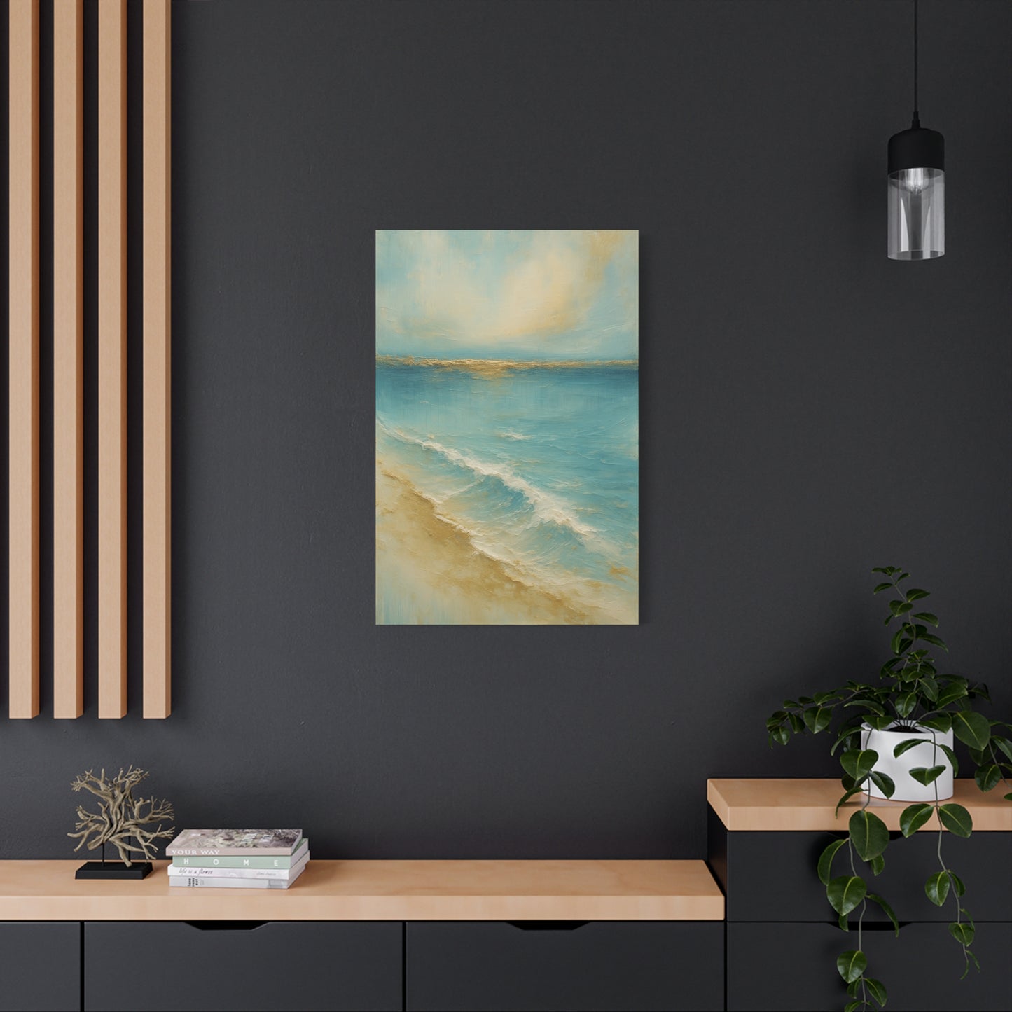 Golden Horizon-Gold Coast Collsection=Matte Canvas Wall Art — Ocean Beach Landscape, Stretched 1.25"